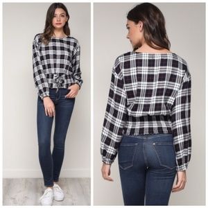 Plaid Corset Smocked Top